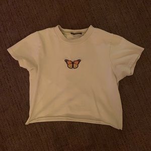 brandy green cropped butterfly tee